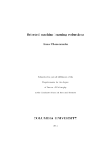 Selected machine learning reductions COLUMBIA UNIVERSITY