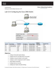 Lab 5.5.4 Configuring the Cisco 2960 Switch