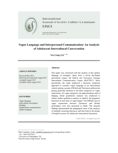 Vague Language and Interpersonal Communication: An Analysis of