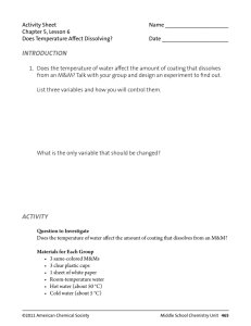 Activity Sheet - Middle School Chemistry