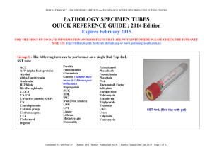 Pathology Specimen Tubes Quick Reference Guide