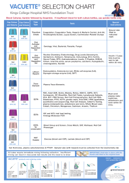 Colour Coding For Blood Collection Tube Closures – A Call For