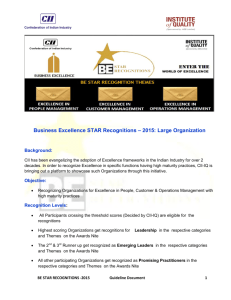 Business Excellence STAR Recognitions – 2015: Large - CII,-IQ