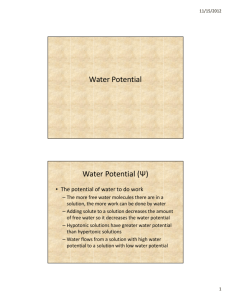 Water Potential Water Potential (Ψ)