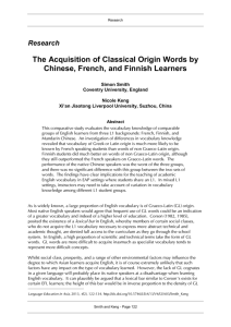 The Acquisition of Classical Origin Words by Chinese, French, and