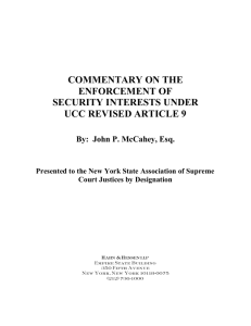Commentary On The Enforcement Of Security Interests Under Ucc