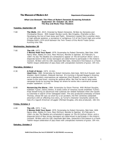 The Films of Robert Zemeckis Screening Schedule