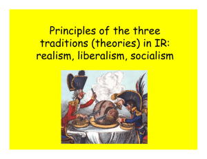 Principles of the three traditions (theories) in IR: realism, liberalism