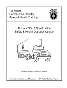 Teamsters 10-hour OSHA Construction Safety & Health Outreach