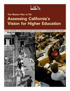Assessing California's Vison for Higher Education: The Master Plan