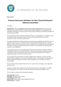 Treasury Announces Members for New Financial