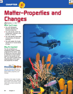 Chapter 3: Matter--Properties and Changes