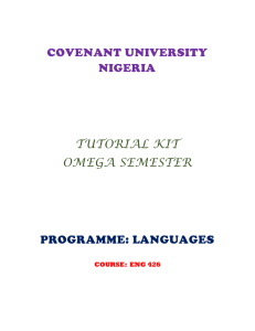 eng426 tutorial kit - Covenant University