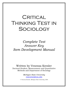 Critical Thinking Test in Sociology