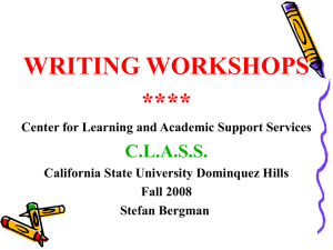 Writing Workshops - California State University, Dominguez Hills