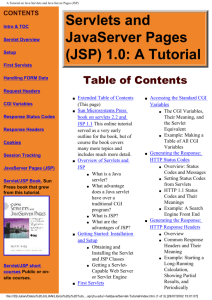A Tutorial on Java Servlets and Java Server pages JSP (web).