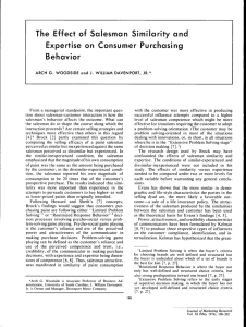 The Effect of Salesman Similarity and Expertise on Consumer