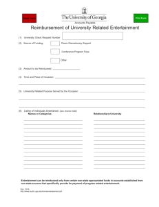 Reimbursement of University Related Entertainment Form