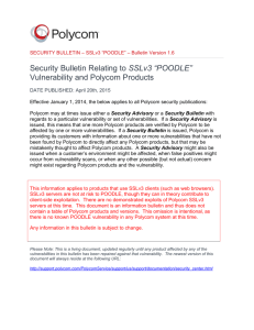 Security Bulletin Relating to SSLv3 “POODLE” Vulnerability and