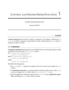 control and higher order functions 1