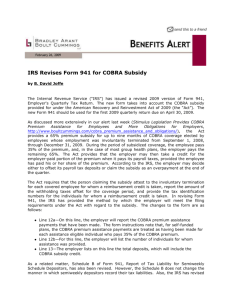 IRS Revises Form 941 for COBRA Subsidy