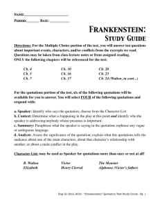 Frankenstein Test - Study Guide