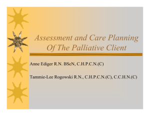 Assessment and Care Planning Of The Palliative Client