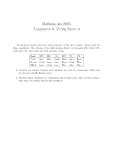 Mathematics 210G Assignment 6: Voting Systems