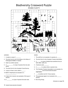 Biodiversity Crossword Puzzle