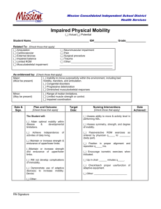 Impaired Physical Mobility - Mission Consolidated Independent