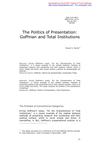 The Politics of Presentation: Goffman and Total Institutions