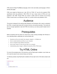 Audience Prerequisites Try HTML Online