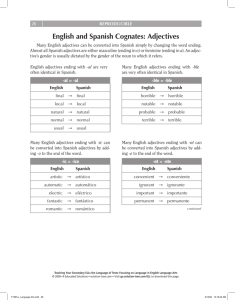 English and Spanish Cognates: Adjectives