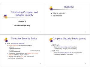 Introducing Computer and Network Security Overview Computer