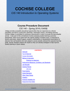 Course Procedure Document CIS 140 – Spring 2016
