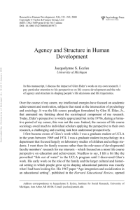 Agency and Structure in Human Development