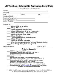 UCF Textbook Scholarship Application Cover