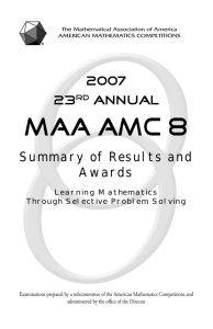 2007 AMC 8 Summary of Results and Awards