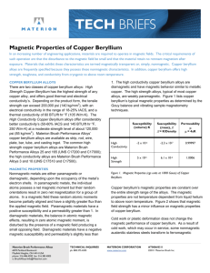 Magnetic Properties of Copper Beryllium