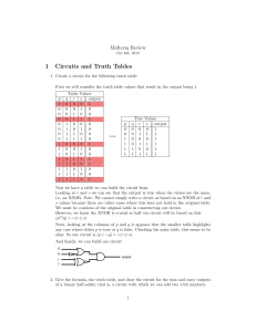 1 Circuits and Truth Tables