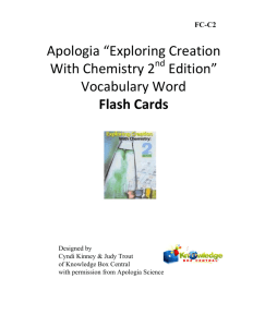 Apologia “Exploring Creation With Chemistry 2 Edition” Vocabulary