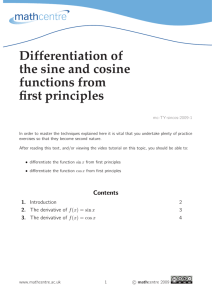Differentiation of the sine and cosine functions from
