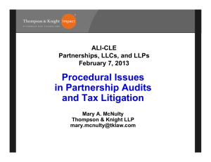 Procedural Issues in Partnership Audits and Tax Litigation