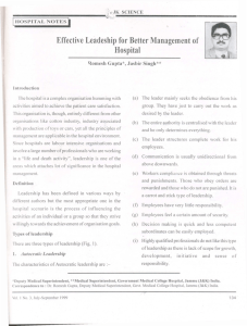 Effective Leadeship for Better Management of Hospital