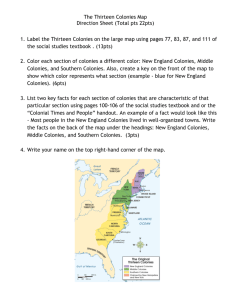 Directions for the Thirteen Colonies Map
