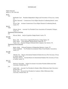 WITNESS LIST Higher Education March 23, 2011 8:00 AM SB 28 ON