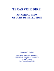 Texas Voir Dire - Law Office of Steven C Laird PC