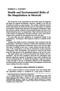 Health and Environmental Risks of the Maquiladora