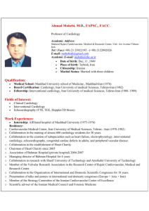 Ahmad Mohebi, M.D., FAPSC., FACC. Qualification: Fields of Interest