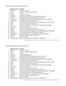 Chapter One Vocabulary List for Career Choices Vocabulary Word